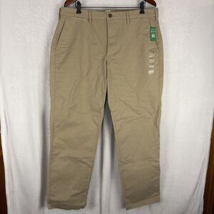 Gap Mens Essential Khaki Straight Pants Beige 38x32 Stretch Waist Mid Rise NWT